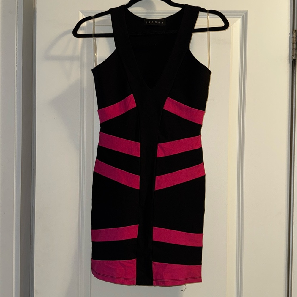 Hot Pink & Black Dress